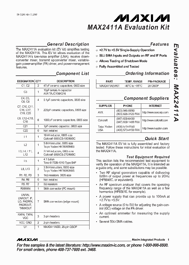 MAX2411AEVKIT_287491.PDF Datasheet