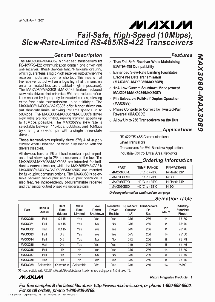 MAX3088ESA_265894.PDF Datasheet