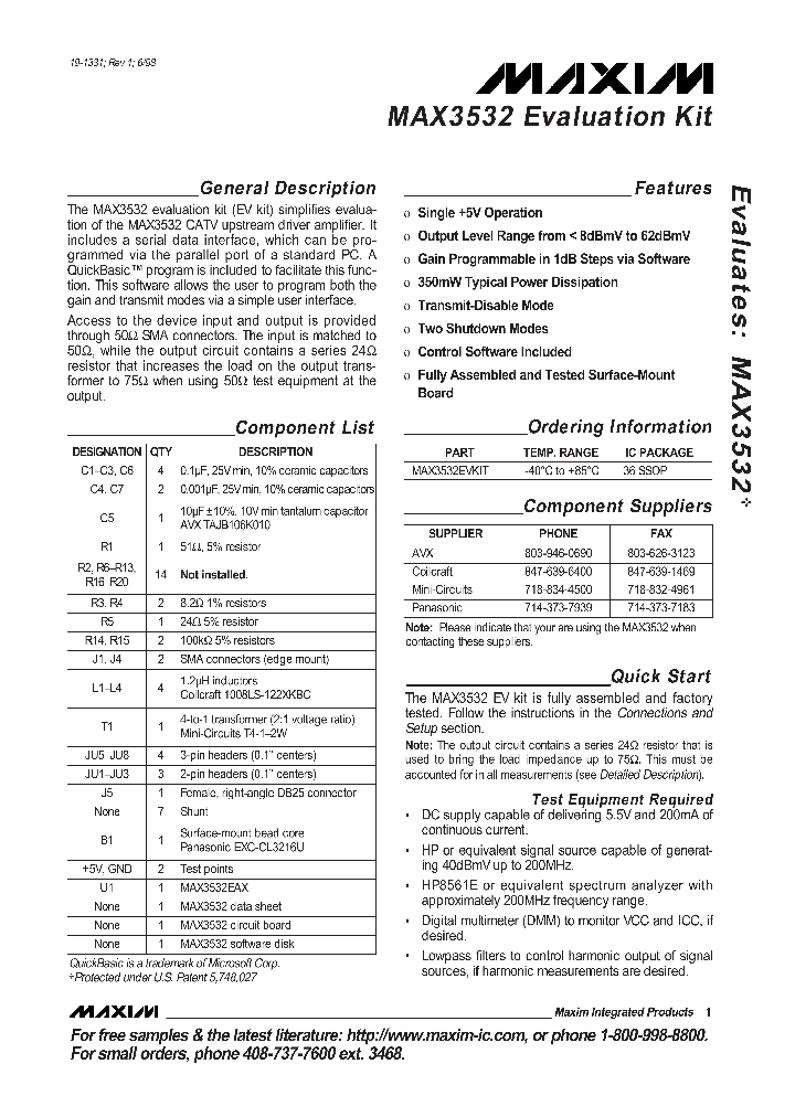 MAX3532EVKIT_256815.PDF Datasheet