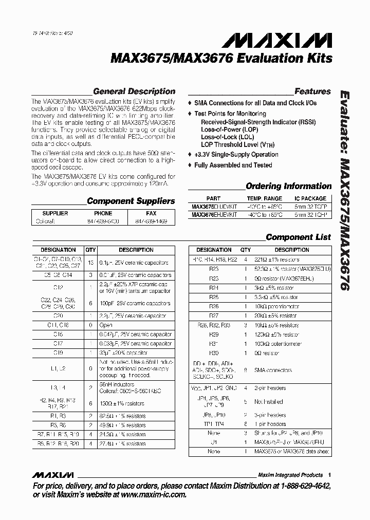 MAX3676EVKIT_277245.PDF Datasheet