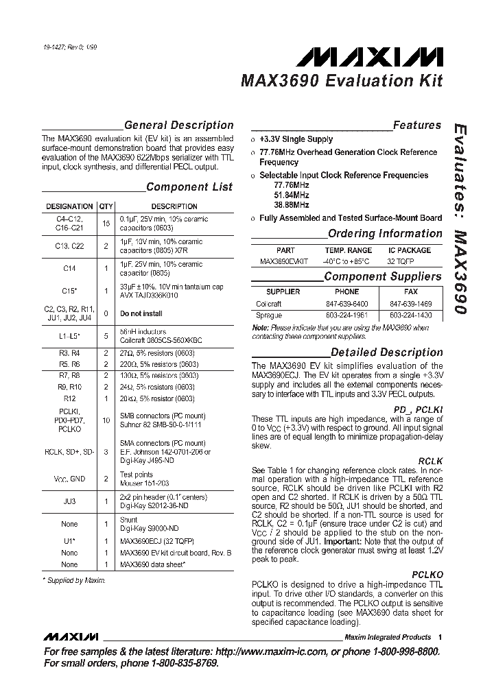 MAX3690EVKIT_295625.PDF Datasheet