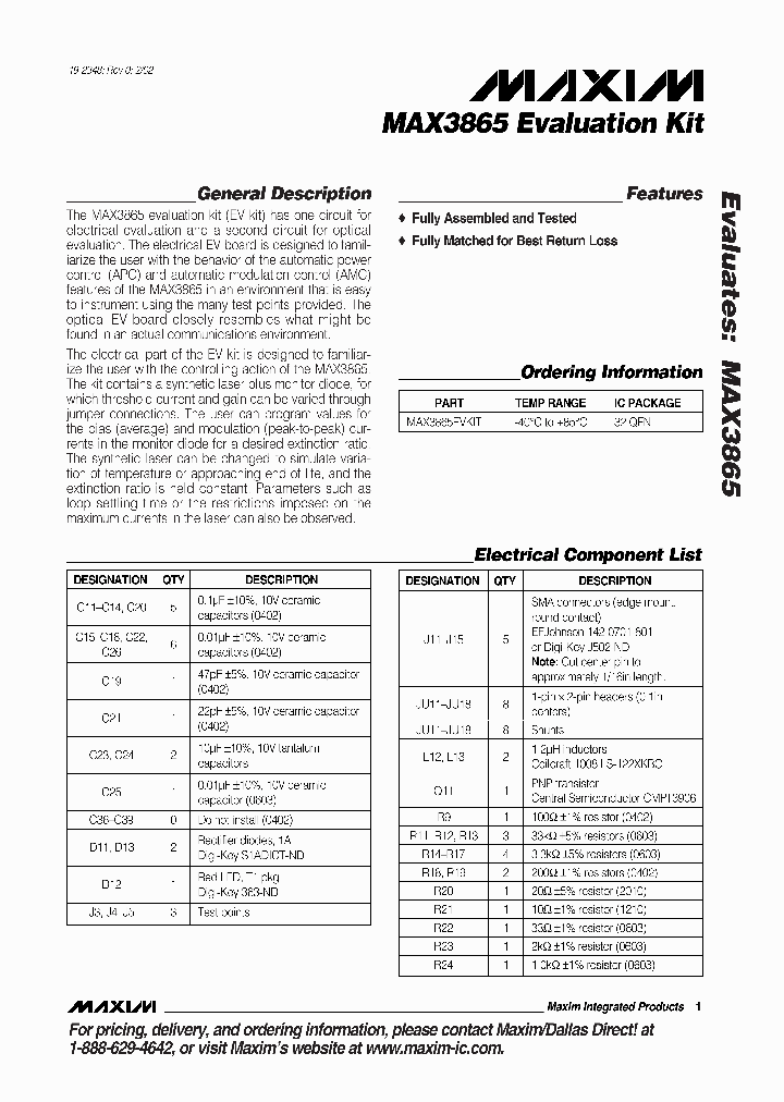 MAX3865EVKIT_286298.PDF Datasheet