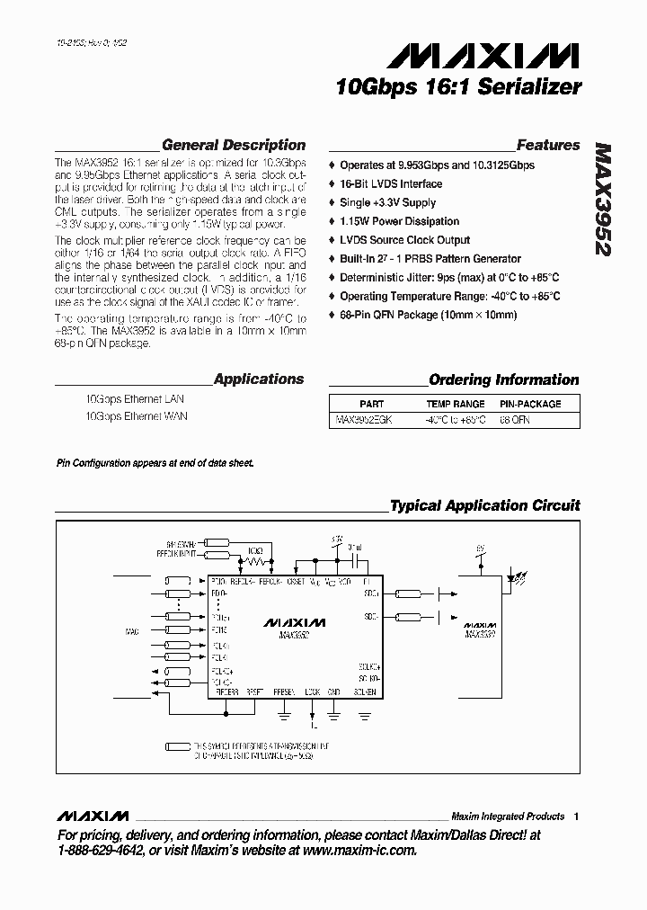 MAX3952_269795.PDF Datasheet