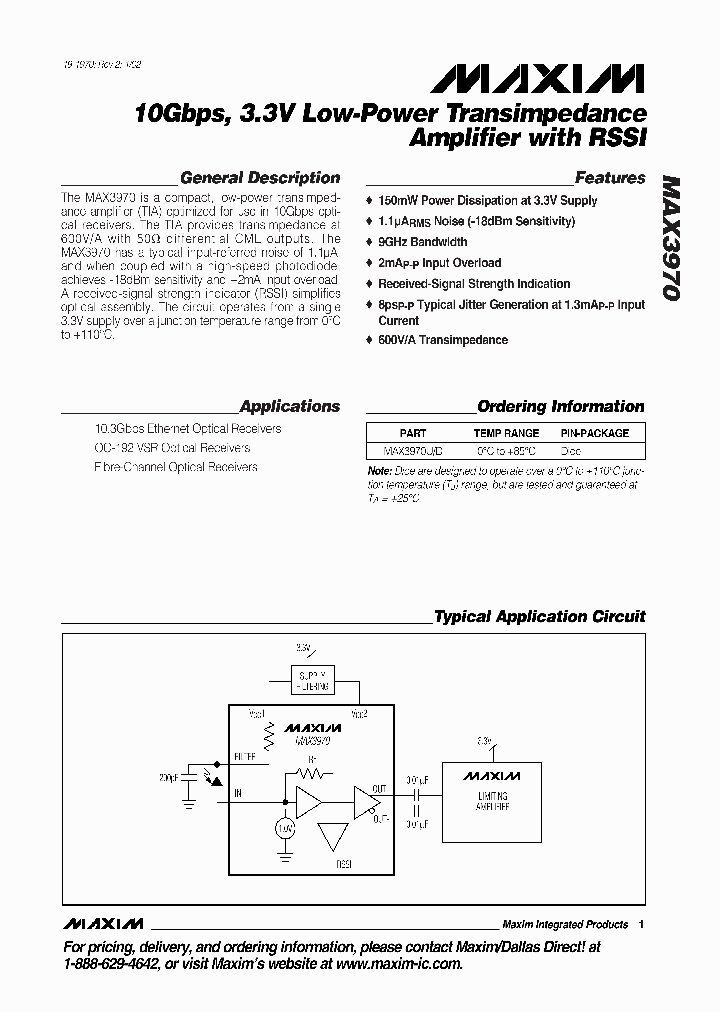 MAX3970_283605.PDF Datasheet