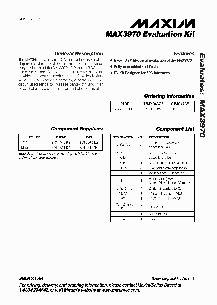 MAX3970EVKIT_283606.PDF Datasheet