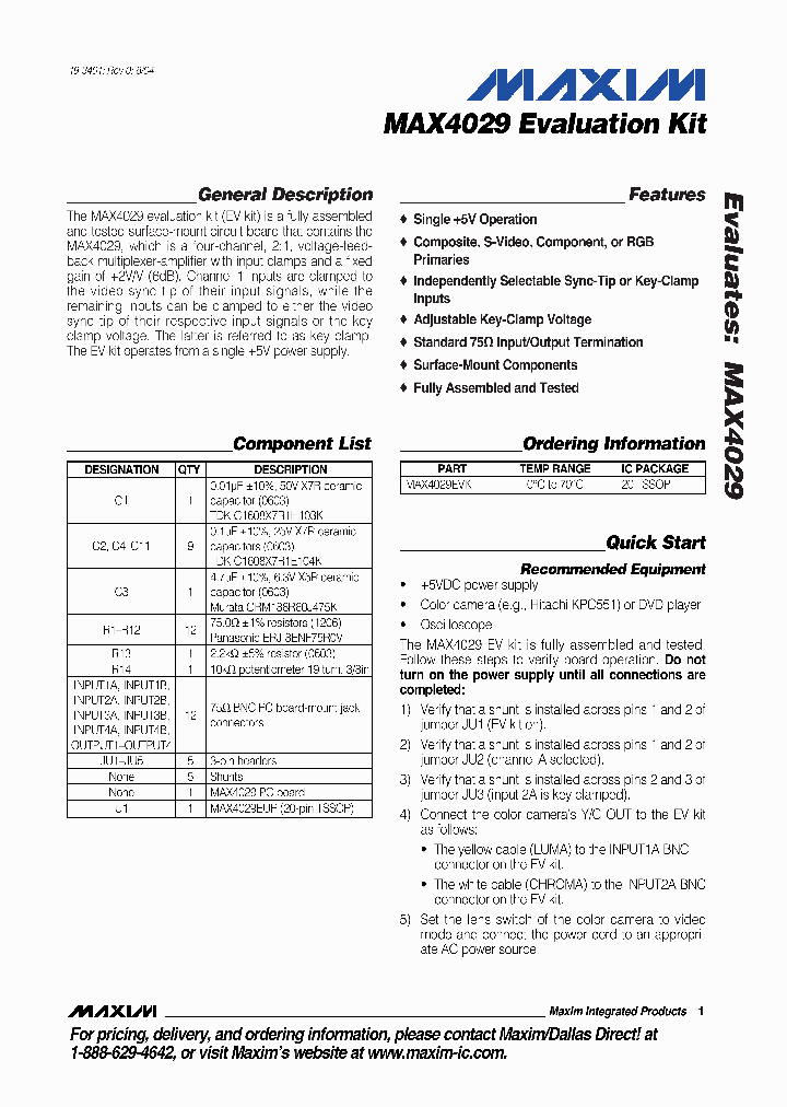 MAX4029EVKIT_294002.PDF Datasheet