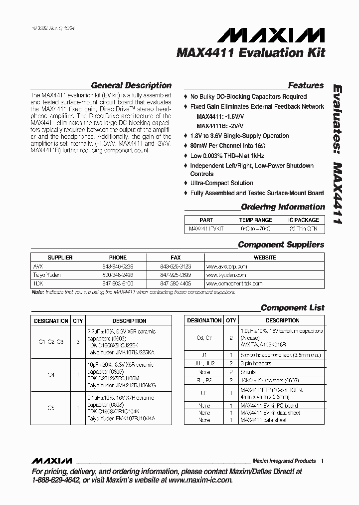 MAX4411EVKIT_283028.PDF Datasheet