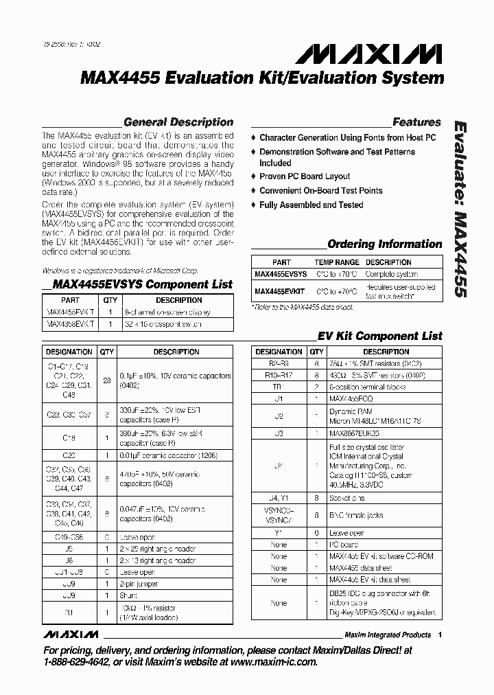 MAX4455EVSYS_293438.PDF Datasheet