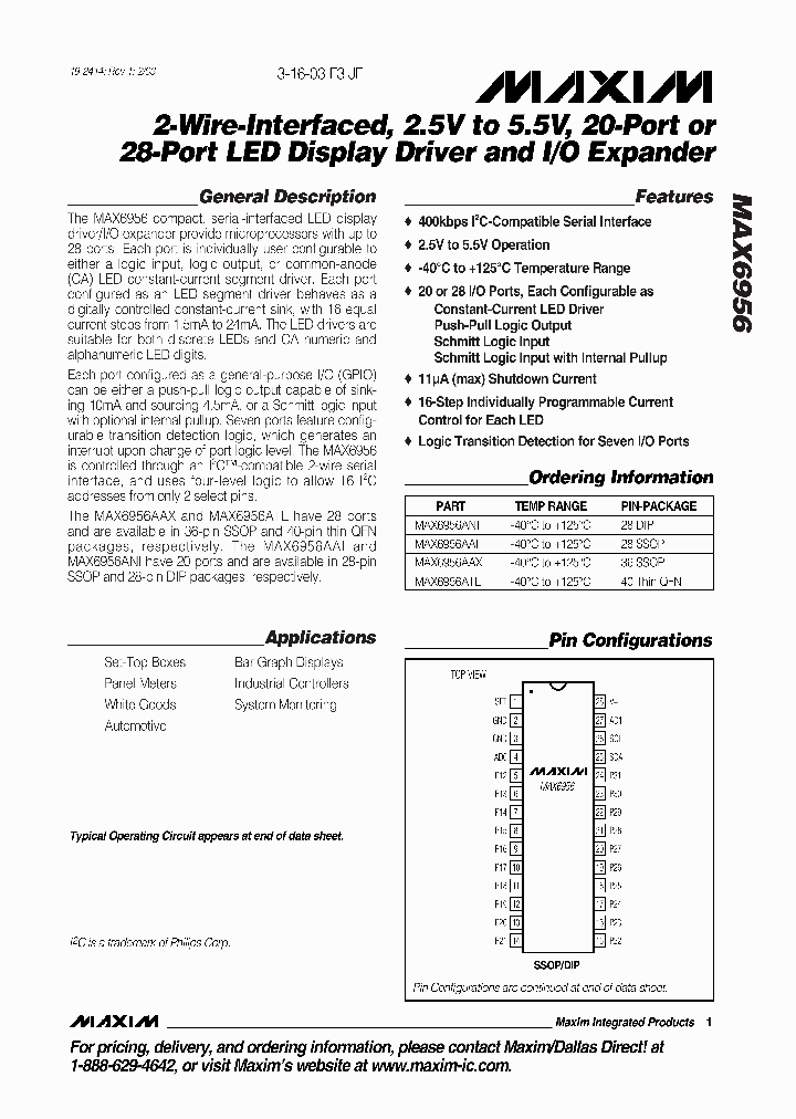 MAX6956_305190.PDF Datasheet