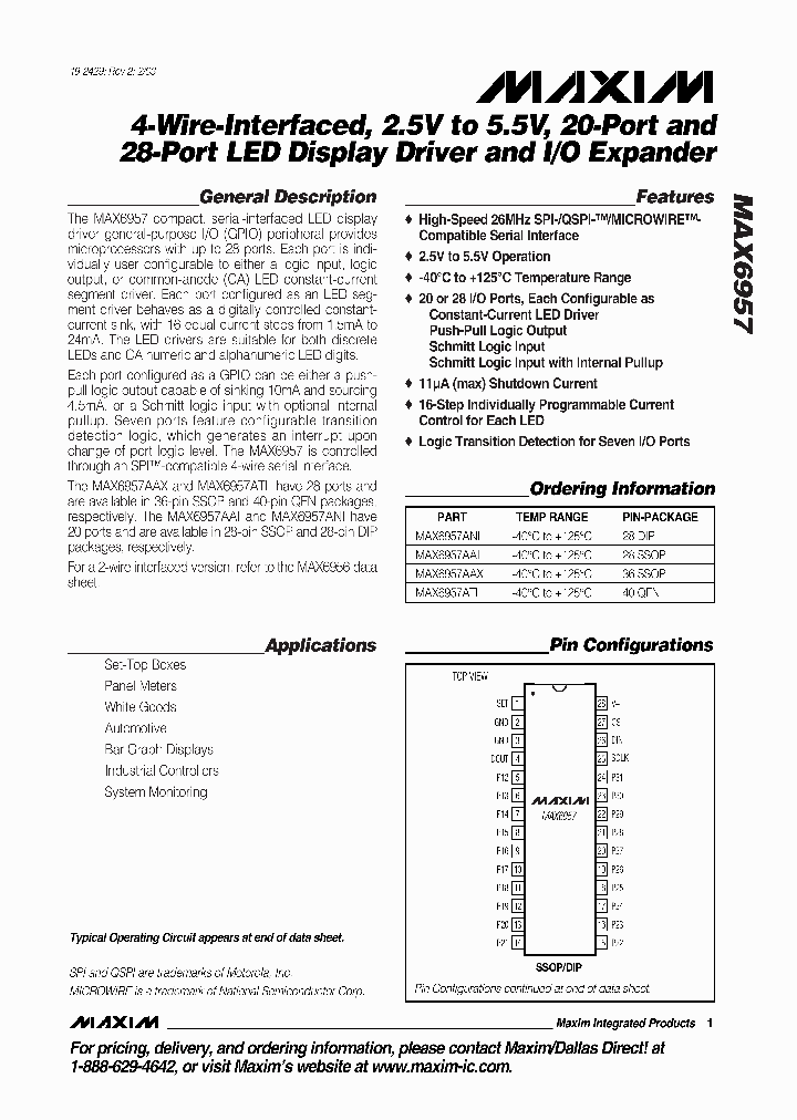 MAX6957_305186.PDF Datasheet