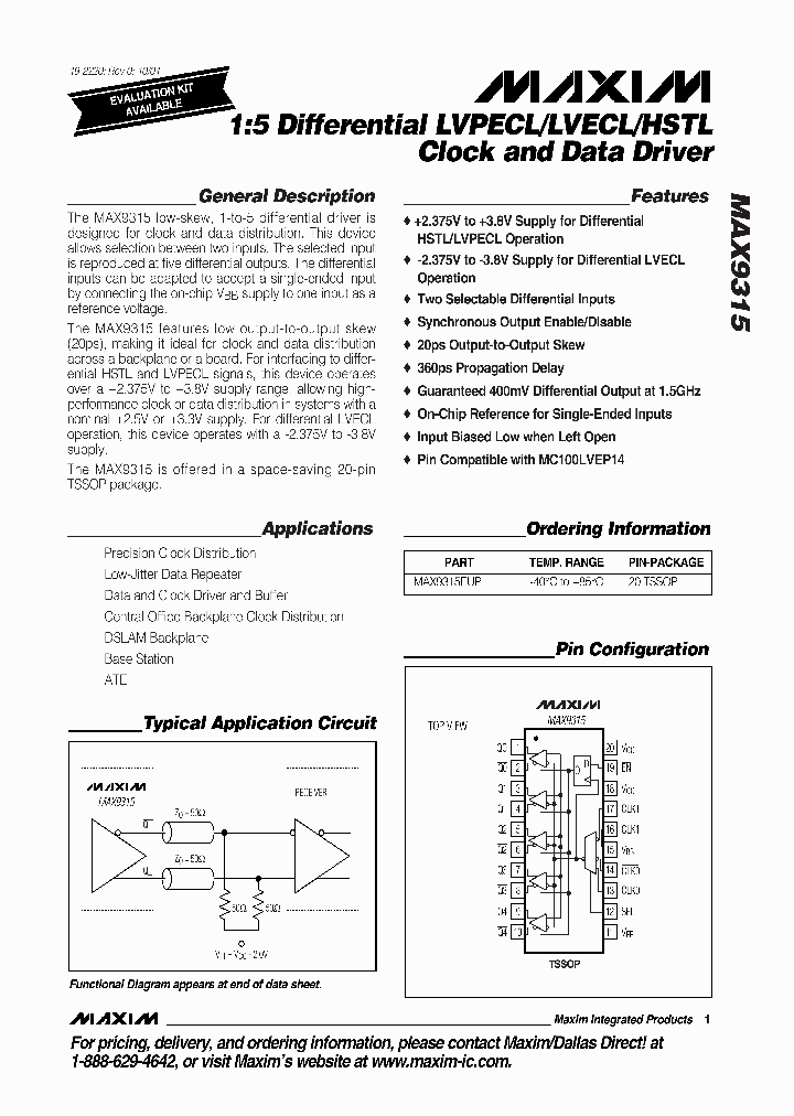 MAX9315_275749.PDF Datasheet