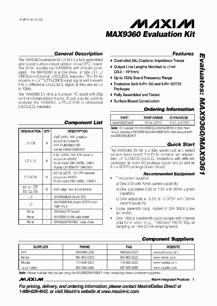MAX9360EVKIT_288562.PDF Datasheet