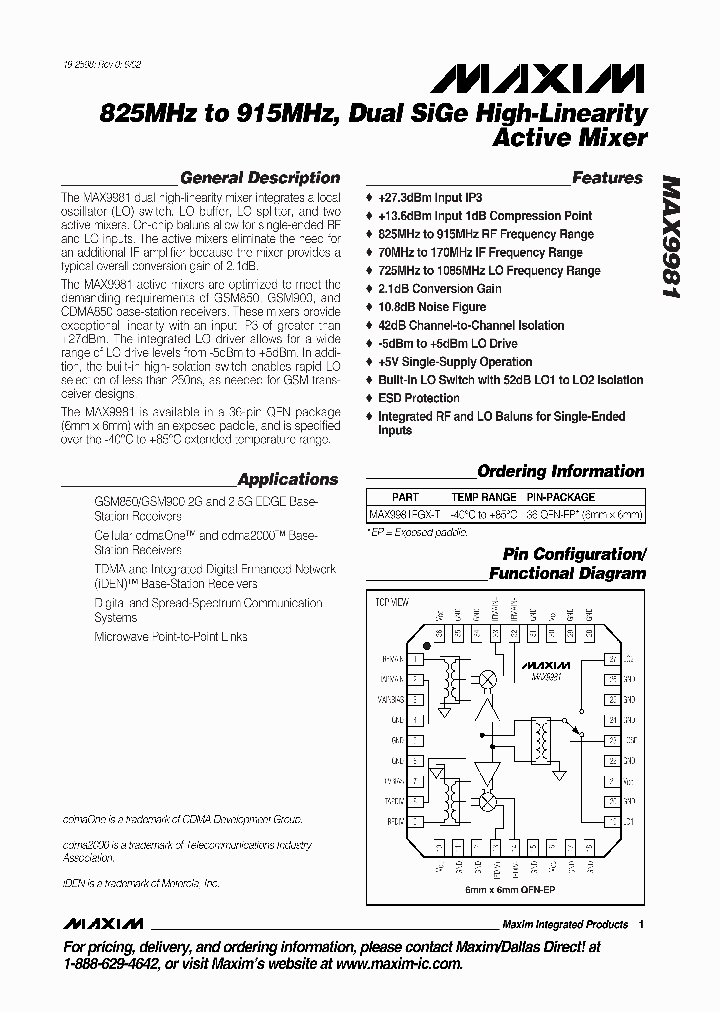 MAX9981_269577.PDF Datasheet