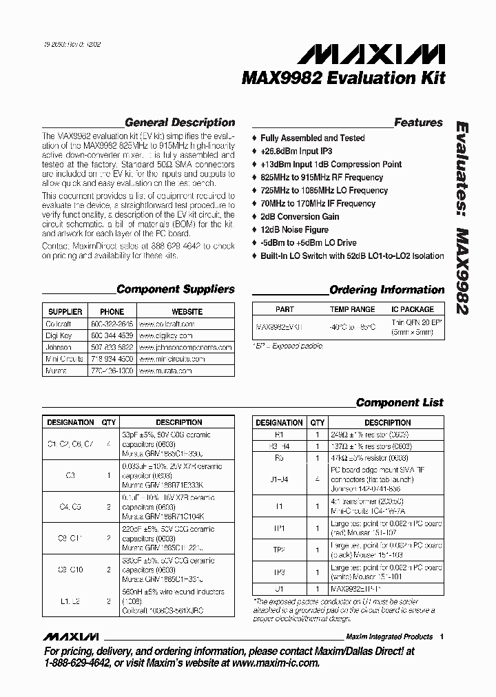 MAX9982EVKIT_263030.PDF Datasheet