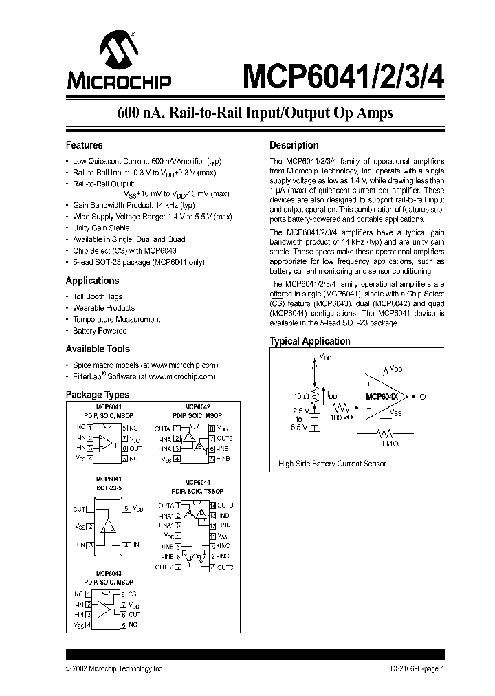 MCP6041_215320.PDF Datasheet