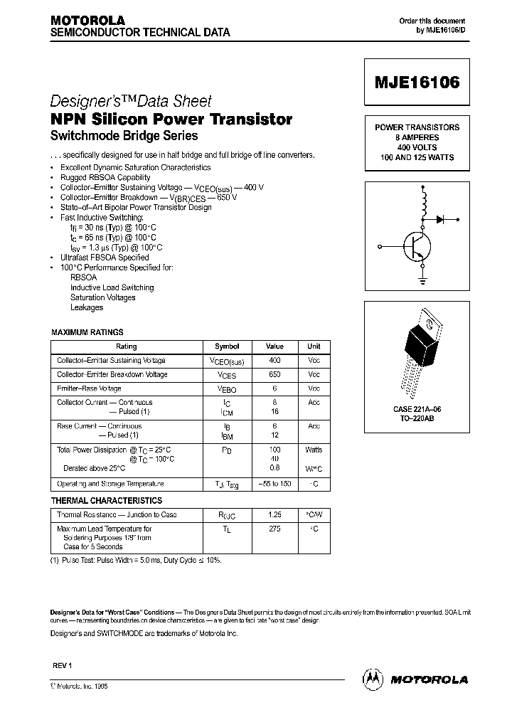 MJE16106_276556.PDF Datasheet