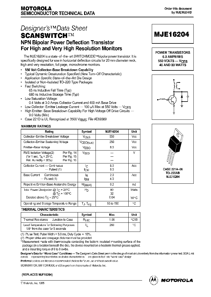 MJE16204_276555.PDF Datasheet
