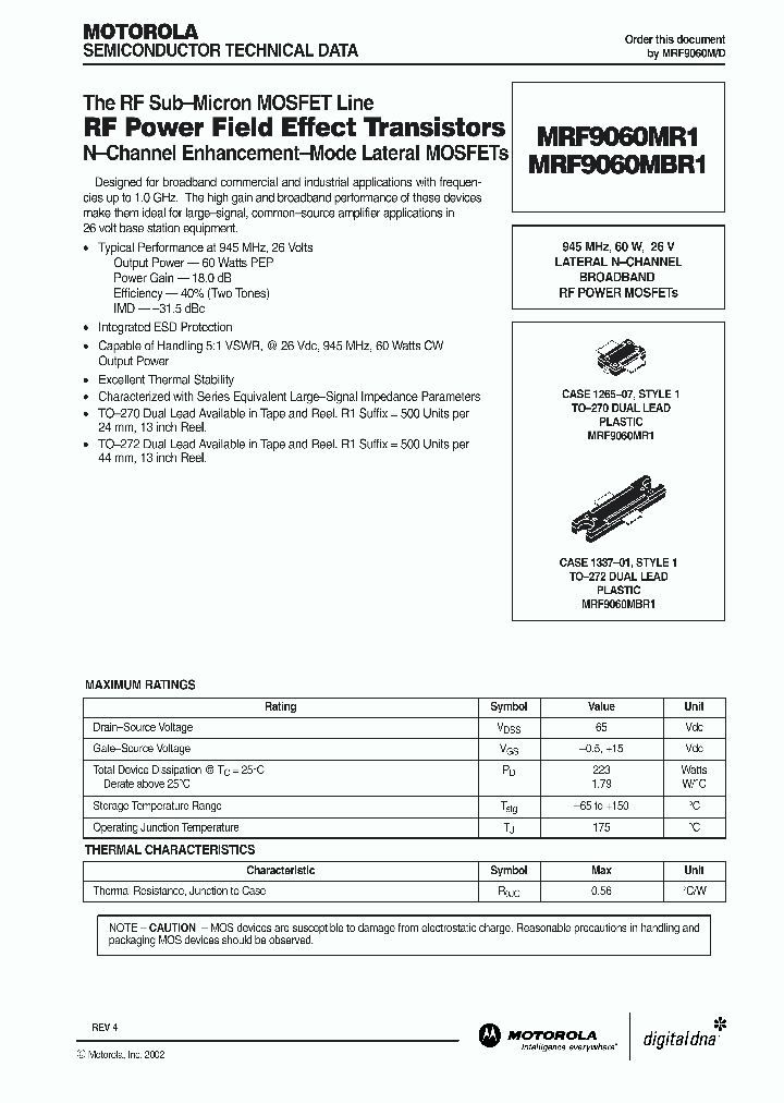 MRF9060MR1_300409.PDF Datasheet