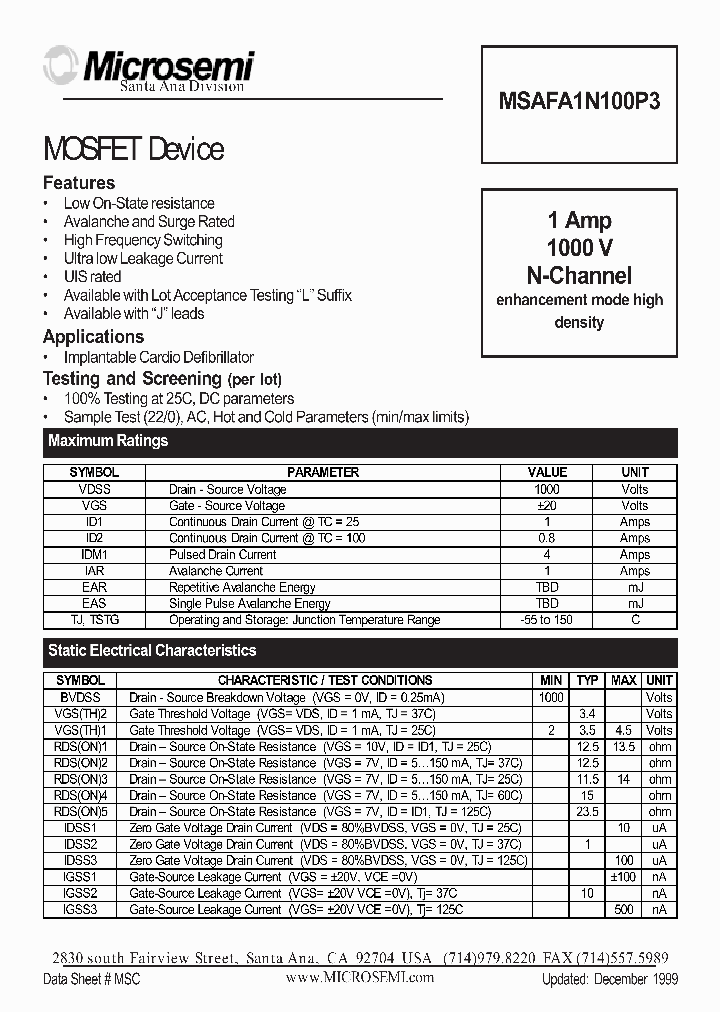 MSAFA1N100P3_284406.PDF Datasheet