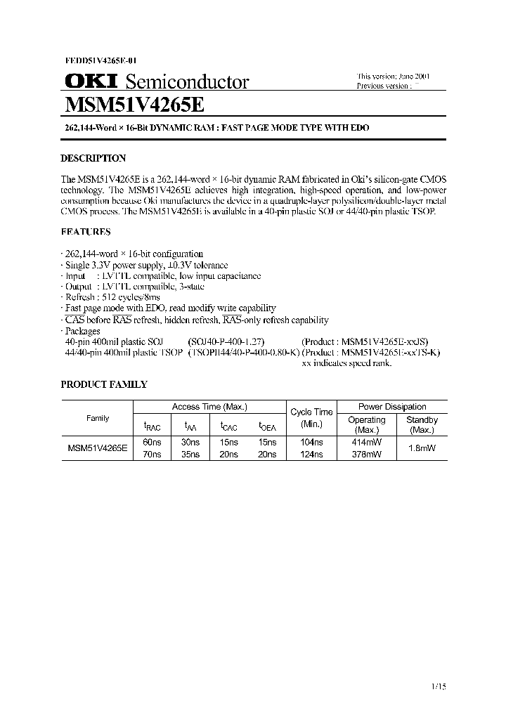 MSM51V4265_274489.PDF Datasheet