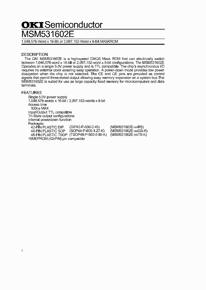 MSM531602E_284818.PDF Datasheet