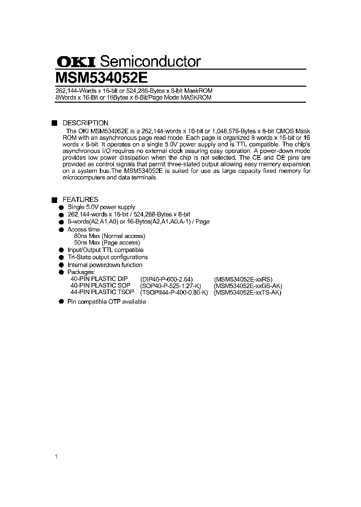 MSM534052E_284834.PDF Datasheet