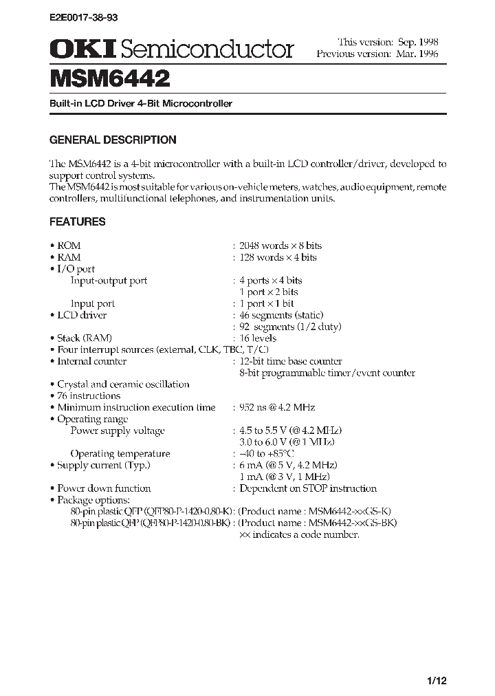 MSM6442_207474.PDF Datasheet
