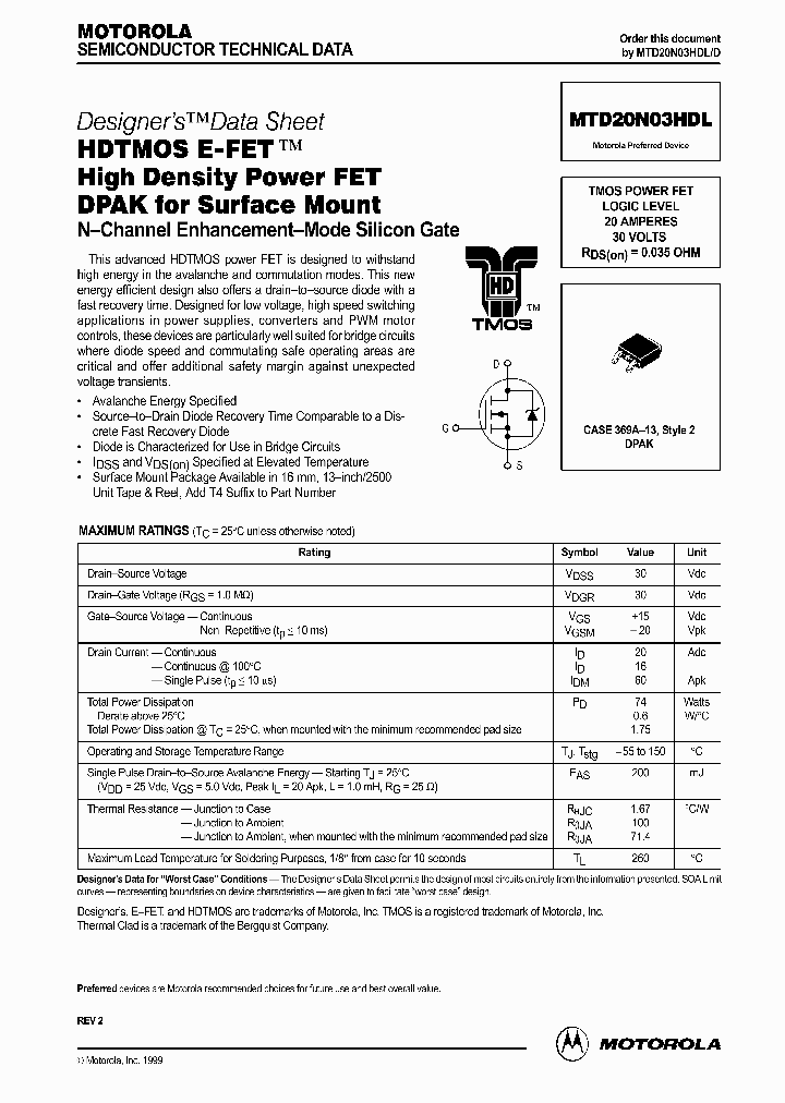MTD20N03HDLD_296209.PDF Datasheet