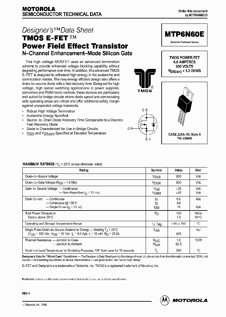 MTP6N60ED_287501.PDF Datasheet