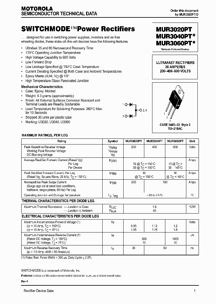 MUR3040PT_274087.PDF Datasheet