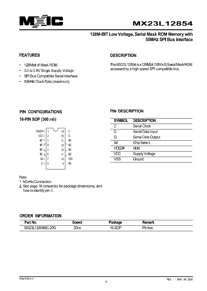 MX23L12854_302877.PDF Datasheet