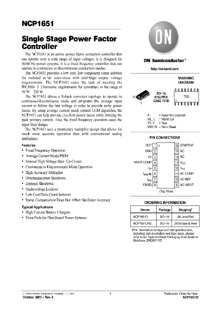 NCP1651_269592.PDF Datasheet