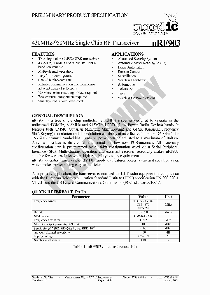 NRF903_220117.PDF Datasheet