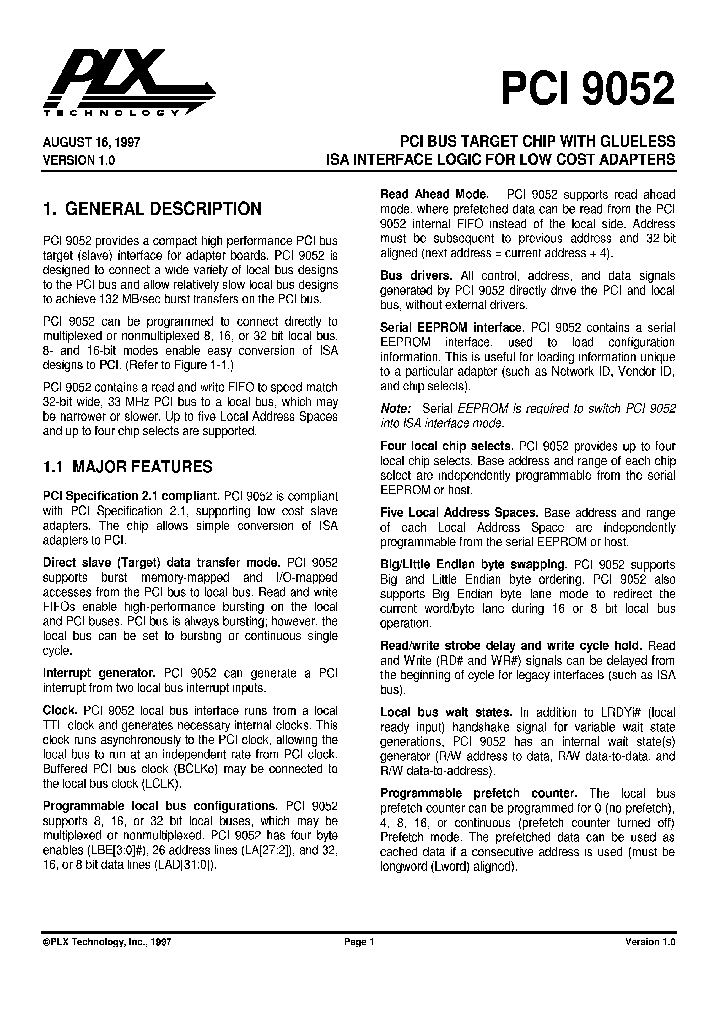 PCI9052_287223.PDF Datasheet