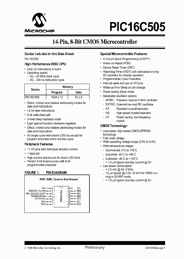 PIC16LC505-04P_34502.PDF Datasheet
