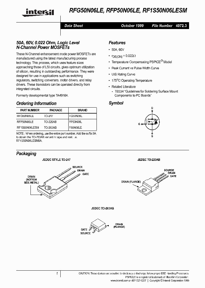 RFP50N06LE_154008.PDF Datasheet