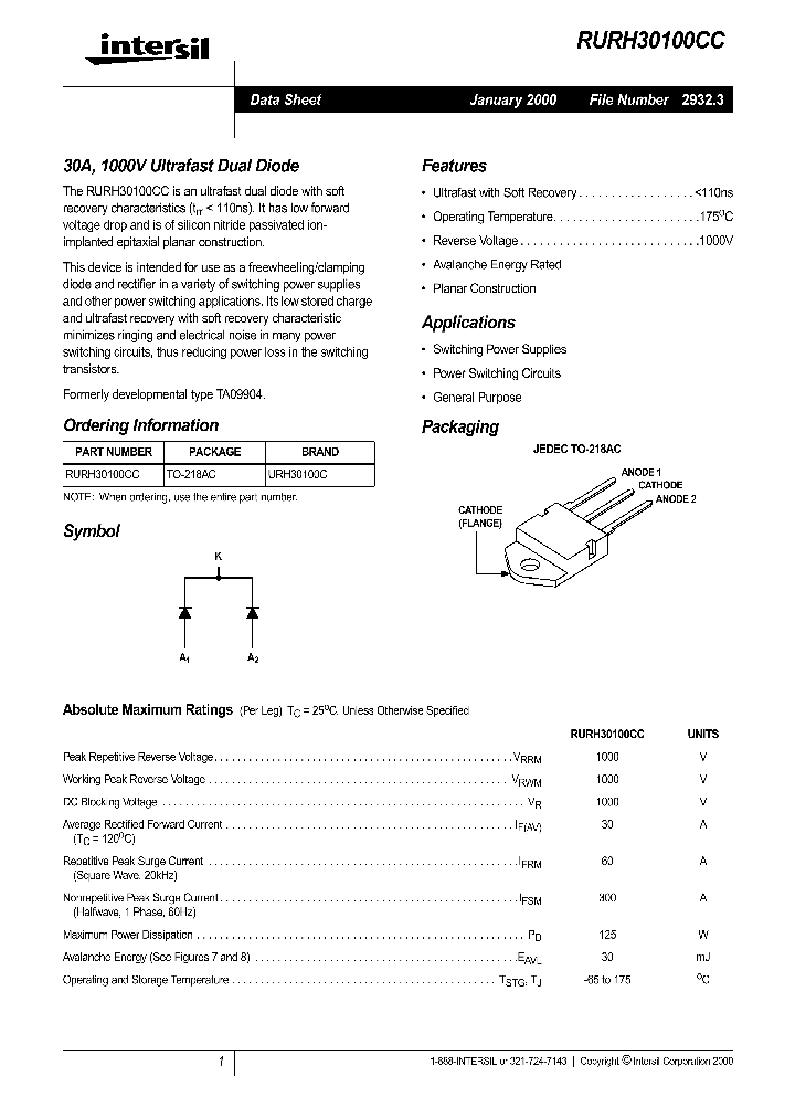 RURH30100CC_292795.PDF Datasheet