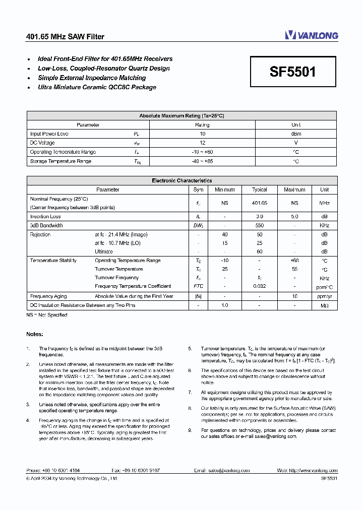 SF5501_285050.PDF Datasheet
