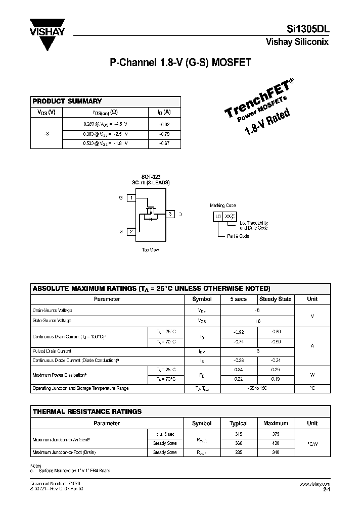 SI1305DL_300392.PDF Datasheet