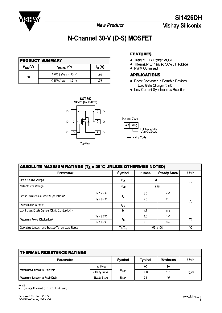 SI1426DH_291230.PDF Datasheet