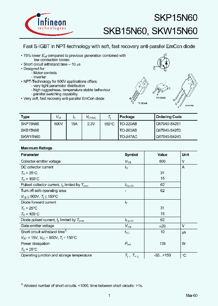 SKP15N60NBSP_281800.PDF Datasheet