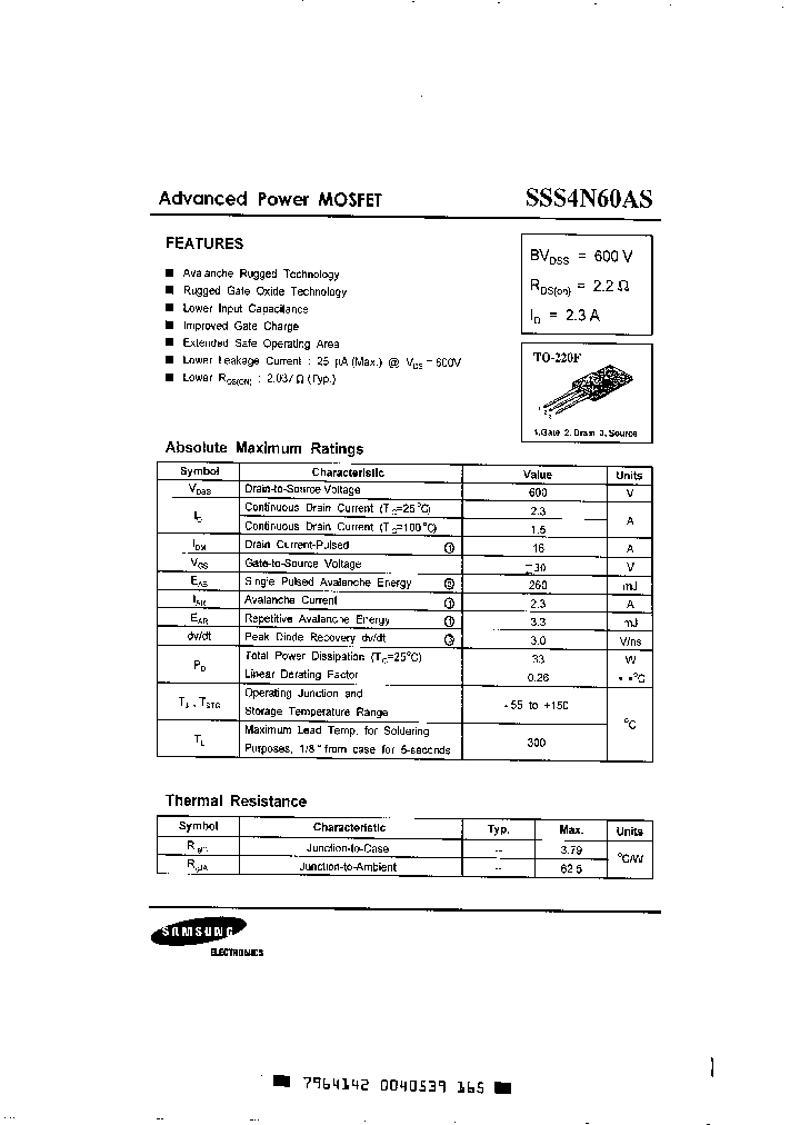 SSS4N60AS_200392.PDF Datasheet