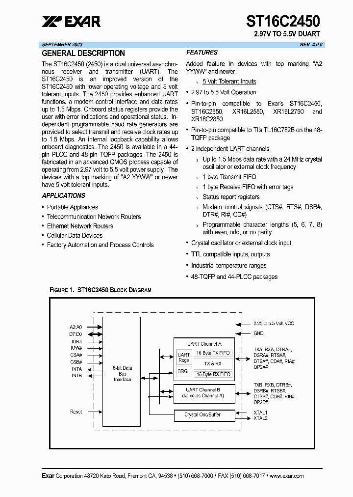 ST16C2450_81726.PDF Datasheet