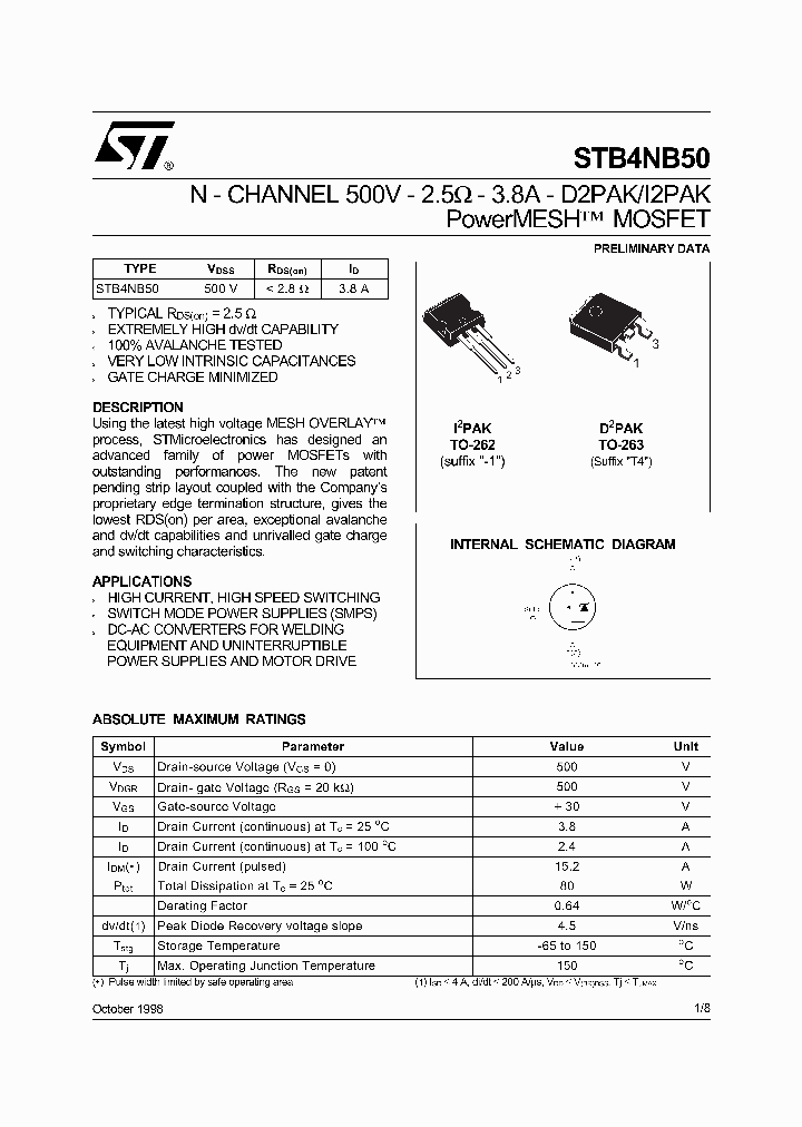 STB4NB50_124508.PDF Datasheet