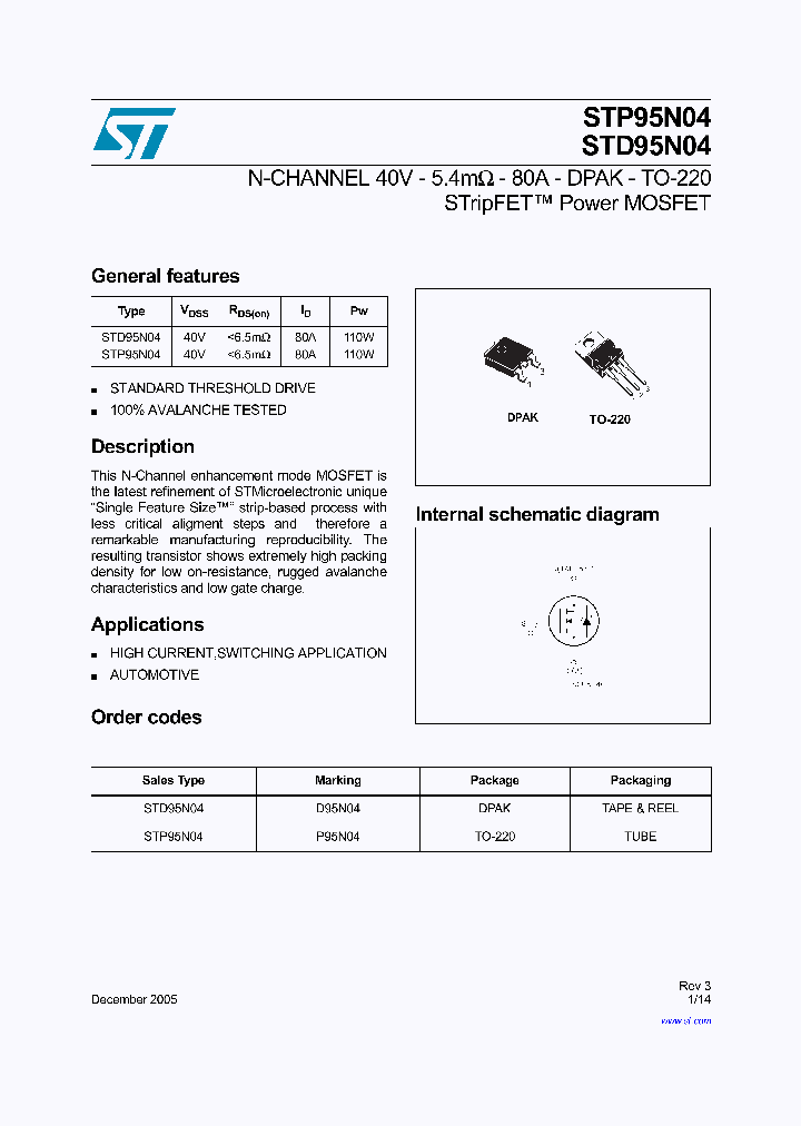 STD95N04_236343.PDF Datasheet