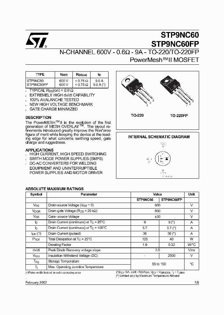 STP9NC60FP_210393.PDF Datasheet
