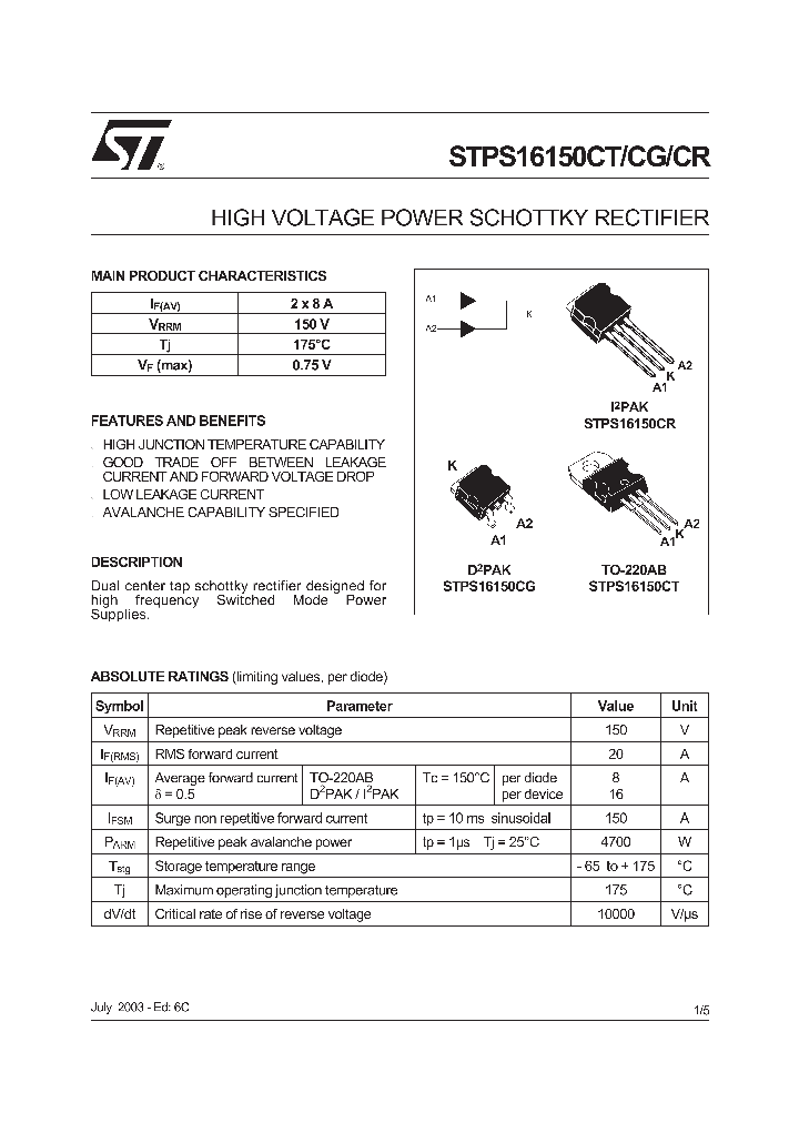 STPS16150CT_297771.PDF Datasheet