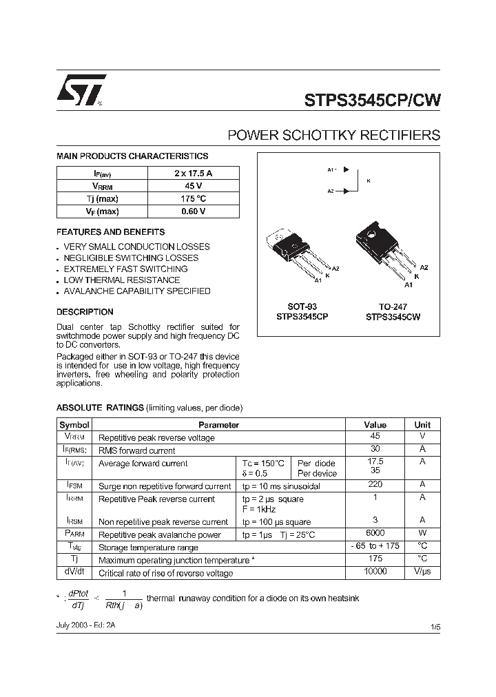 STPS3545CW_219457.PDF Datasheet