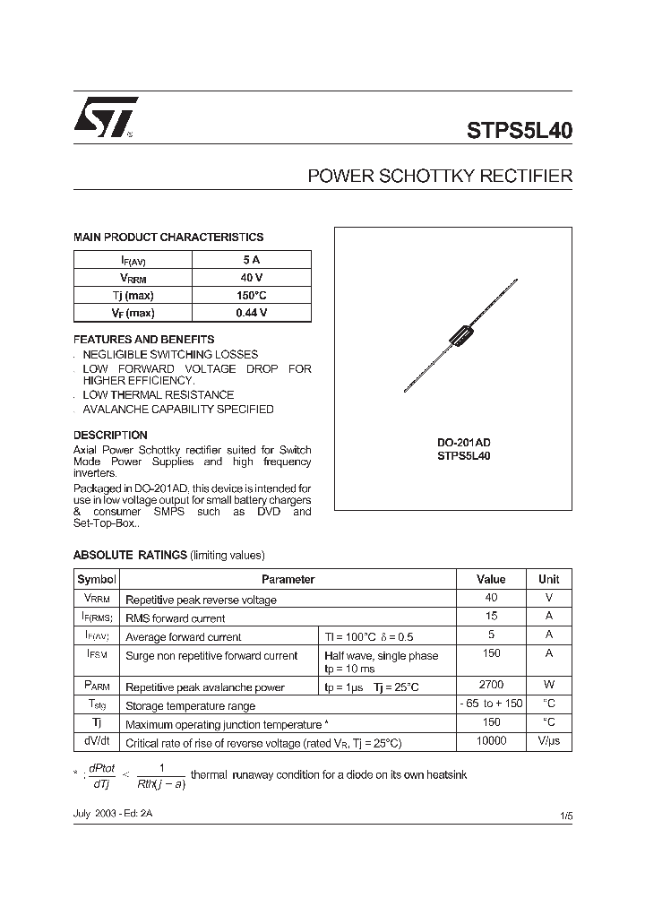 STPS5L40RL_258446.PDF Datasheet