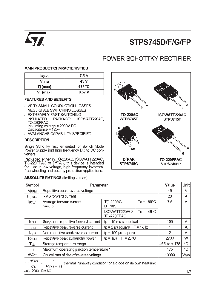 STPS745G-TR_265919.PDF Datasheet